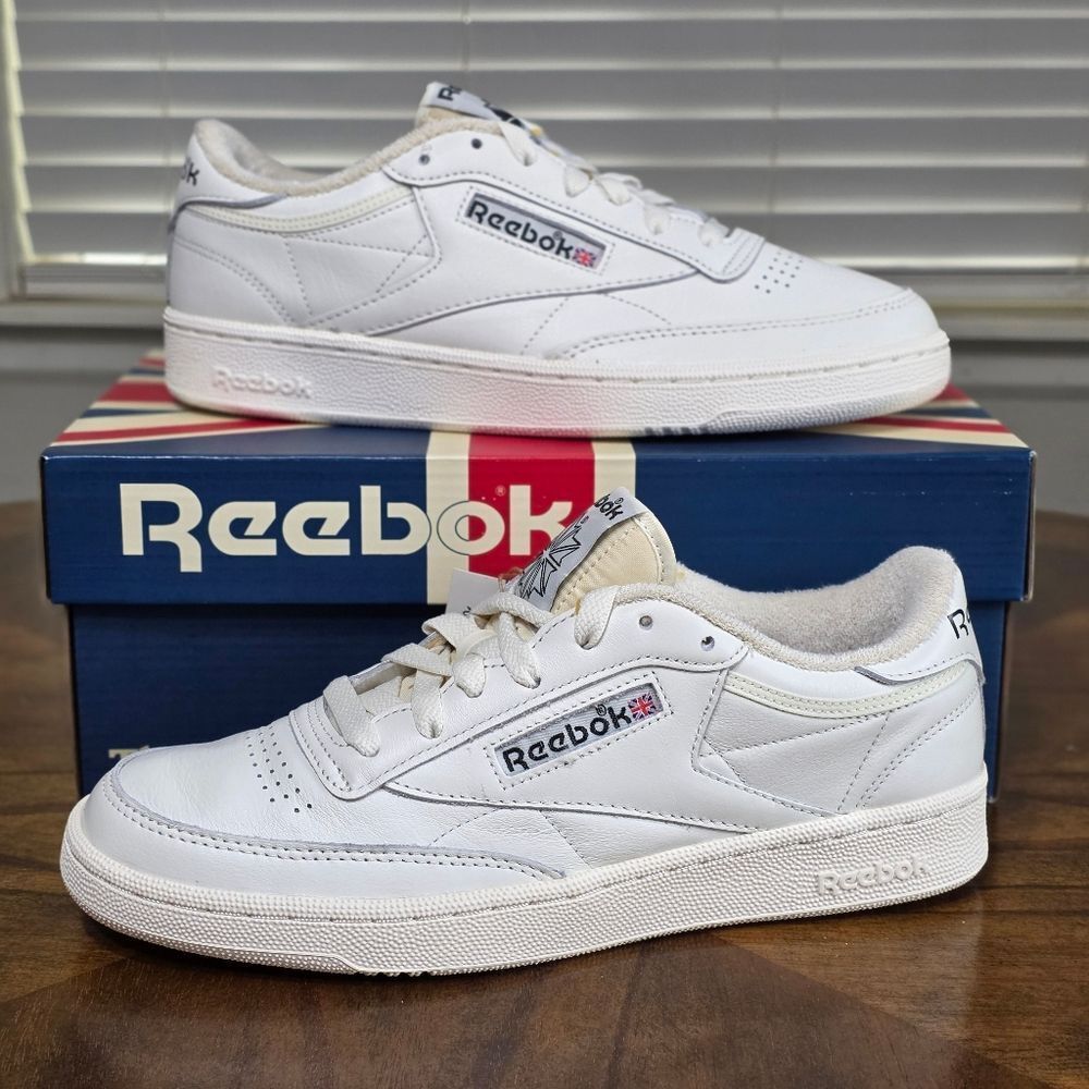 Reebok Club C 85 White Black Leather Shoes Classic Sneakers Women's 10 Brand New